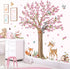 decalmile Woodland Animals Large Flower Tree Wall Decals Cherry Blossom Deer Fox