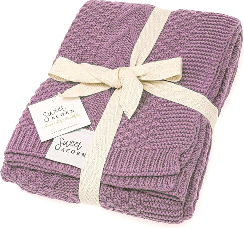 Knit Baby Blanket in Cable Pattern, Organic Cotton Blankets for Crib or