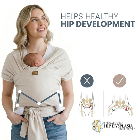 Stylish Beige & Gold Baby Carrier Wrap: Comfortable, Soft & Supportive, Adjustable Ring Sling for Mom & Dad, Ideal