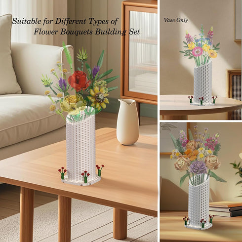 Latephiy Set, 10328 10342, Vase Building White Vase for Roses Flowers Bouquet for Women Adult Flower Lovers, Christmas