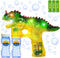 Upgraded Dinosaur Bubble Gun, Leak-Free Automatic Bubble Blower & Maker for Toddlers & Kids, Includes Batteries &