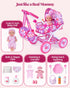 Set 12 Inch 14 Set, 3yrs+ BABESIDE Baby Doll Stroller with Baby Doll, Pcs Baby Doll Accessories, Folding Doll Pram