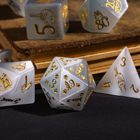 UDIXI Gemstone Dice Set | 7PCS Stone DND Dice with Gift Case for Dungeons and Dragons & MTG