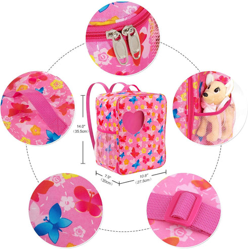 18 Inch Backpack 18 Inch ZITA ELEMENT Girl Doll Butterfly Design Carrier Bag with Clothes and Accessories Including