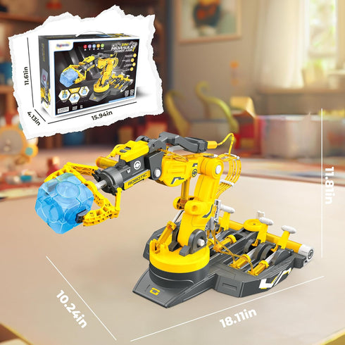 3 1 220 4-Jaw 8-12 9 10 11 SMIESSKIDDO in Hydraulic Robot Arm - Pcs STEM Building Toys with Grab, Suction & Tongs