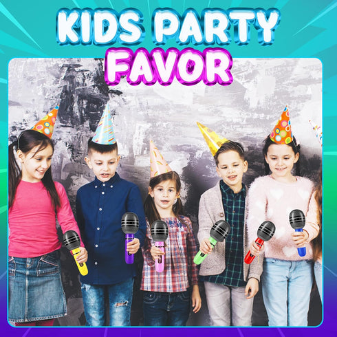 (Pack 12) 10-inch Inflatable Microphones for Parties - of Neon Colors Blow Up Microphone for Kids & Adults, Party