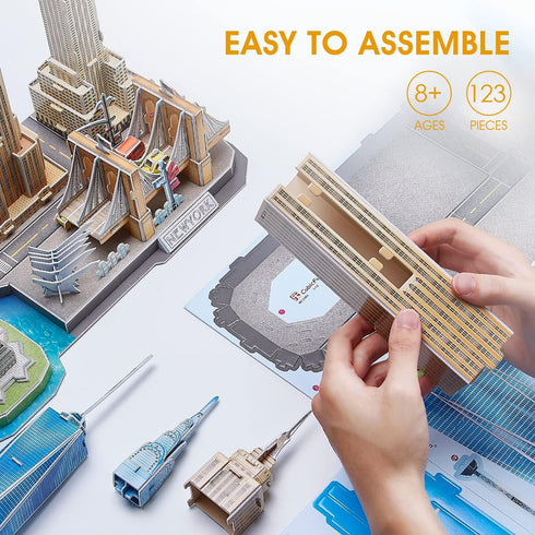 3D Puzzles for Kids Ages 8-10, New York Cityline Architecture Crafts for Girls Ages 8-12, Building Model Gifts
