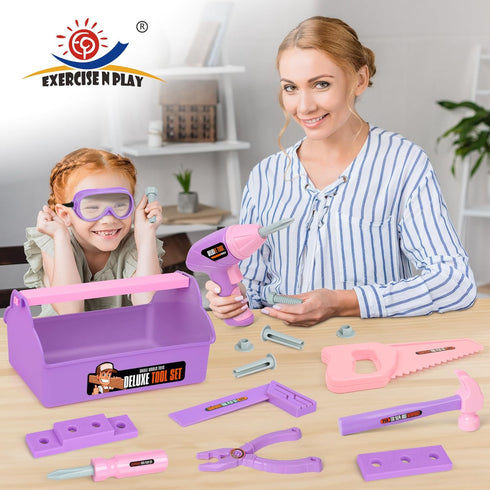 Set Kit,18 Set 3 4 5 6 7 Kids Tool - Tool Box & Electronic Toy Drill, Pretend Play Kids Construction Tool Pcs Toddler