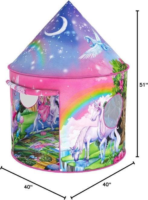 W&O Unicorn Sparkle Play Tent with Magical Unicorn Sounds - Captivating Pop Up Tent for Girls - Perfect for Indoor