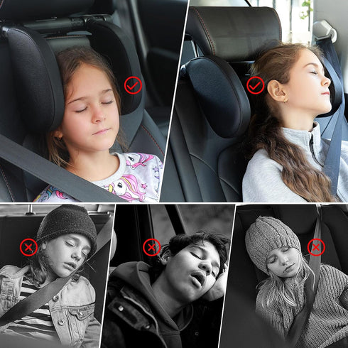 2 QRabbit Adjustable Car Headrest Pillow, U-Shaped Head Support Neck Pillows, Car Travel Sleeping Headrest Pillow