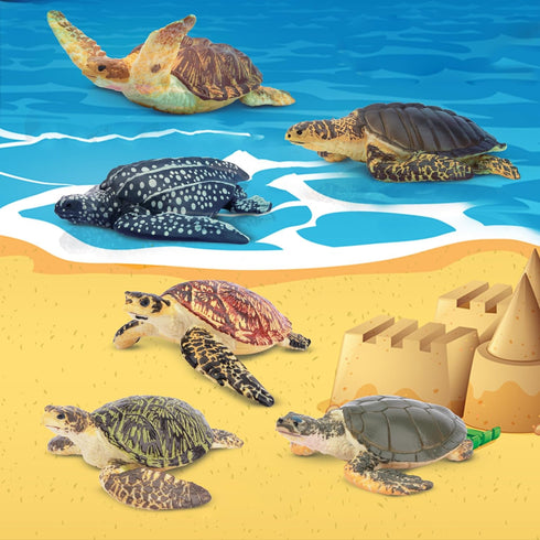 Toymany 6PCS Realistic Sea Turtle Figurines, Plastic Ocean Sea Animals Figures Set for Kids Birthday Gift