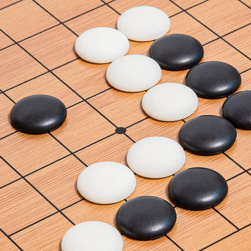 19 x19 Set Folding Go Game Board with and Bamboo Bowls and Imitation Jade Go Pieces