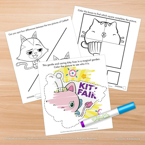 Bendon Imagine Ink Coloring Game Book with Magic Ink Pictures, Mess Free Marker (Gabby's Dollhouse)