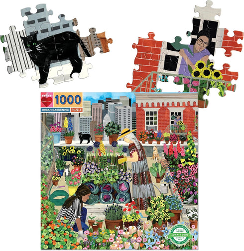 eeBoo - Piece and Love Urban Gardening - 1000 Piece Square Adult Jigsaw Puzzle, Glossy, Sturdy Pieces