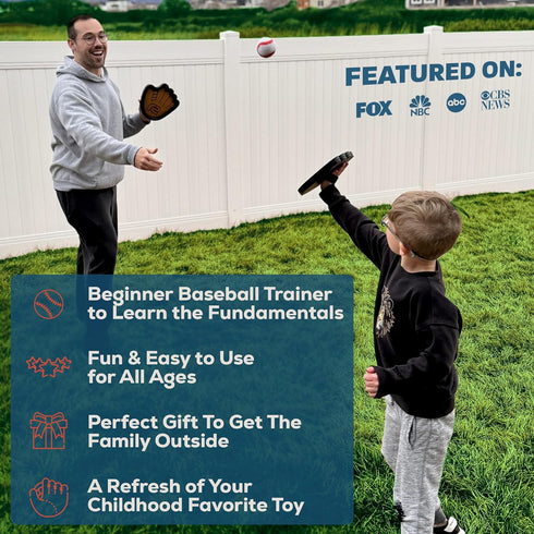 Set Toss and Catch Ball Game - Easy to Use Sticky Balls & Beginner Baseball Training Glove - Premium Toy Paddle Fits