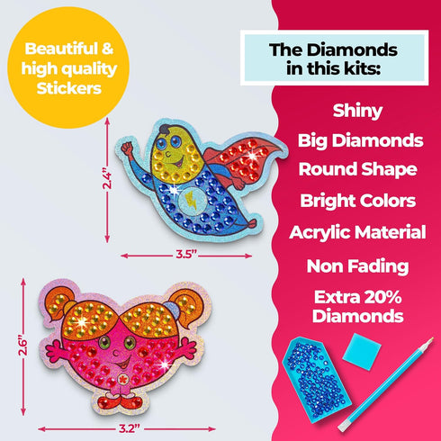 Halmolife Big Gem Diamond Painting Kits, Stickers, Keychain & Suncatcher DIY Kit, Arts and Crafts for Kids Ages 4-8+