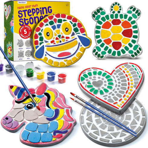 Dan&Darci Stepping Stones Painting Kit for Kids - Outdoor Crafts - Paint
