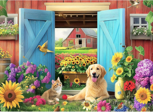 VOLUVOLU 500 Piece Animal Farm Puzzle for Adults, Spring Flowers Jigsaw Puzzle, 500