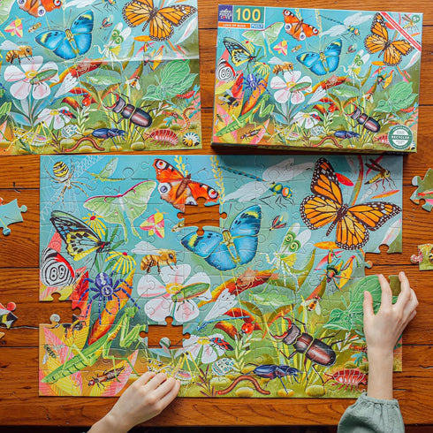 eeBoo Love of Bugs - 100 Piece Puzzle, 24 x 16 Kids Jigsaw, Glossy Pieces for Children Ages 5+