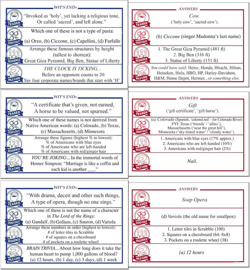 Wit's End - A Mind Challenging Trivia and Brain-Teasing Game for Adults & Family