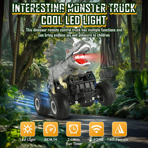 2.4GHz 1:18 98FT 8KM/H 2-Rechargeable 4-7, 6+ Remote Control Car, RC Cars with Light, Battery, All Terrain Monster