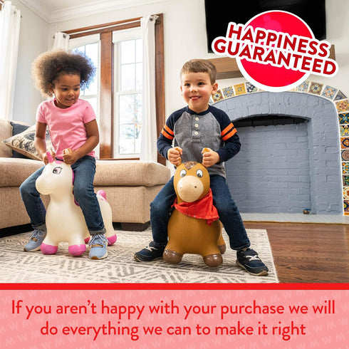 WADDLE Bouncy Hopper Inflatable Toy, Hopping Animal for Toddlers and Kids, Pump Included, Brown Horse