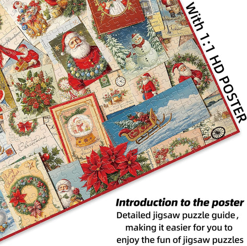 Libeder 500 Christmas Puzzles for Adults Pieces,Christmas Cards Collection Jigsaw Puzzle Fun and Challenging Family