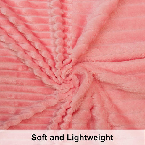 NTBAY Plush Flannel Oversized Baby Blanket, 50X60 Inches Soft and Warm Toddler Blanket with Striped Texture Nursery Bed Blanket for Stroller, Crib, Travel, Baby Gift, 50"x60", Pink by NTBAY