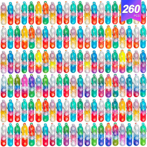 amicbng 260 PCS Pop Keychain Bulk Party Favors,Fidget Toys for Kids Bulk Mini
