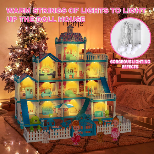 OCTERIC Girls,13 2 3 4 5 6 7 8 9 10 OCRETIC Doll House for Rooms Dollhouse with Dolls, Lights, Figure