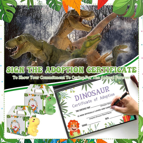 Gaiaring 38 12 12 12 1 1 Pcs Adopt a Dinosaur Pet Party Favors Include Mini Dinosaur Stuffed Animals Foldable Boxes