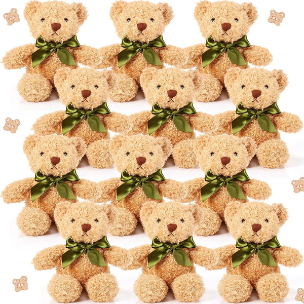 HyDren 12 Pieces Soft Plush Toy Bears, Operation Christmas Bears with Ribbon Bow for Birthday, Valentine's Day