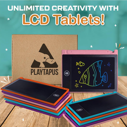 Playtapus 12 Pack 4.5 Inch Party Favor Mini LCD Writing Tablet for Kids, Mini Drawing Board. Fun and Educational
