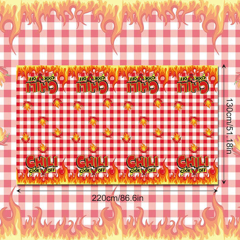3Pcs Chili Cook Off Tablecloth Party Decorations,87x51In Plastic Chili Tablecloths Table Covers for Mexican Chili Buffet Baby Shower Party Holiday Kitchen Event Use Picnic Table Cloth ? by Adirasenotek