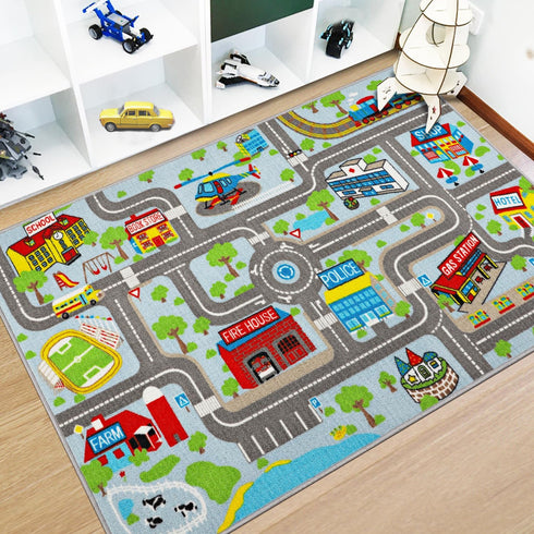 Capslpad Kids Rug Educational Play Rug 5.2'x3.3' Traffic Road Kids Play Car