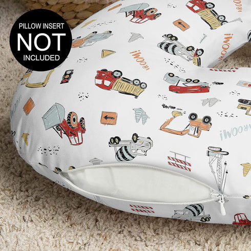 Sweet Jojo Designs Construction Truck Nursing Pillow Cover Breastfeeding Pillowcase for Newborn Infant Bottle or Breast
