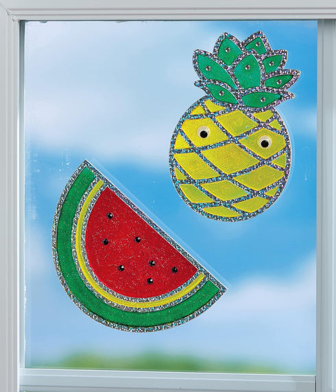Creativity for Kids Window Art Fun Fruits - Paint and Decorate 2 Suncatchers, Create Your Own Window Art for Kids