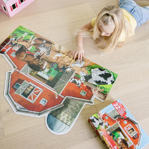 (32 2 3 3+ Melissa & Doug Busy Barn Shaped Jumbo Floor Puzzle Pieces, x Feet), Jigsaw Puzzle for Preschoolers and Kids
