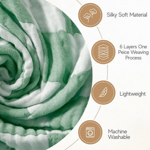 Ultra Soft Muslin Baby Blanket, Viscose from Bamboo and Muslin from Cotton, Versatile Swaddle and Bed Blanket for