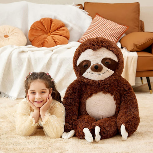 IKASA Giant Sloth Stuffed Animal, 30" Hanging Three Toed Plush Toy, Cute Fluffy Gift for Kids