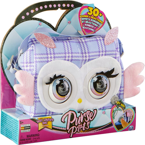 Purse Pets Print Perfect Owl - Interactive Animal Bag with 30+ Sounds, Blinkles, Music, and Play for Ages 5 and Up