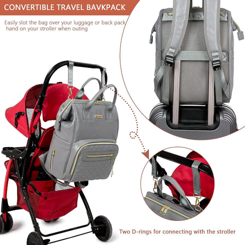 BHAFEM Backpack, Backpack Baby Diaper Bag Baby Bag with Laptop Compartment, Vegan Leather, Large Capacity, Waterproof