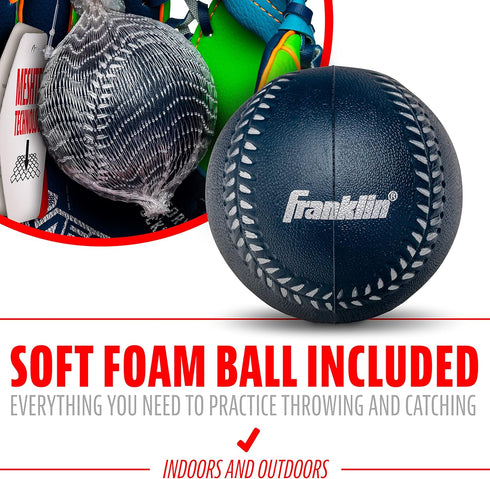 Franklin Sports Kids Baseball Glove + Foam Ball Sets - Meshtek Youth Teeball Gloves for Kids, 9.5"