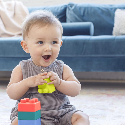 Infantino Super Soft Building Blocks, Easy-to-Hold for Babies & Toddlers, BPA-Free, 12-Piece Multi-Colored Set
