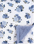 Luvable Friends Unisex Baby Plush Blanket, Blue Floral, One Size, Sherpa Back