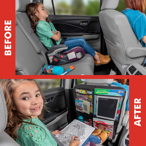 (2 Pack) 4 Lusso Gear Kick Mats - Car Seat Back Protectors, Premium Waterproof Fabric, Reinforced Corners to Prevent