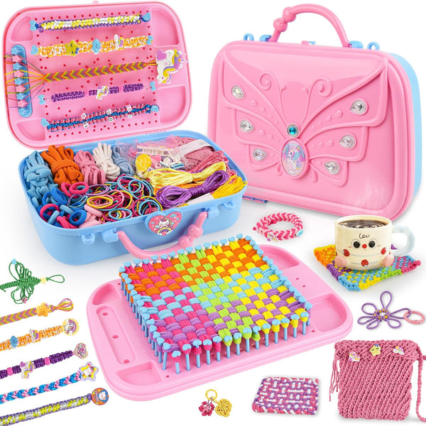 6-in-1 Friendship Bracelet Making Kit,Weaving Loom Kit Toys, 500+ Pcs Craft Kits