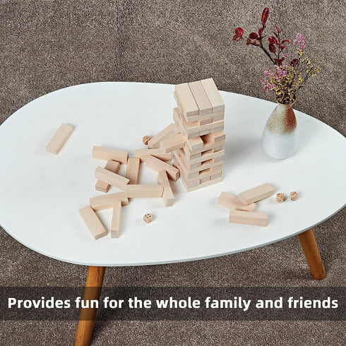54PCS 4 Set SpeedArmis Mini Tumble Tower, Wooden Stacking Game for Teens - Pine Stack Timber Board Games with Dice