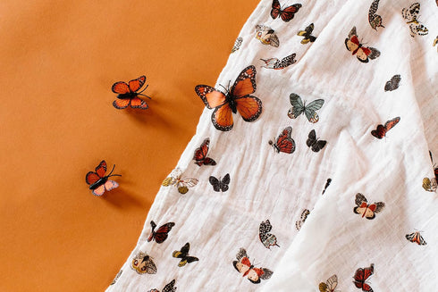 Butterfly Swarm Muslin Swaddles for Infants - CLEMENTINE KIDS