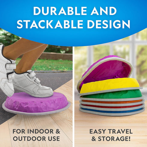 NATIONAL GEOGRAPHIC Stepping Stones for Kids, Durable Non-Slip Balance Stones for Toddler Gross Motor Skills, Indoor &